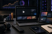 Unbranded digital media desk for streaming, advertising tiers, subscriptions and viewer metrics