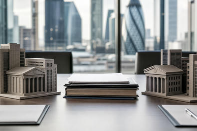 Neutral boardroom finance objects for bank mergers, takeover bids, strategic stakes and consolidation news
