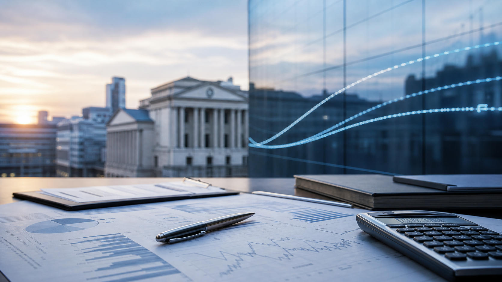 Institutional financial setting representing central banks, interest rates and bond markets
