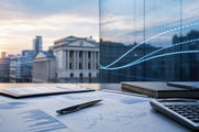 Institutional financial setting representing central banks, interest rates and bond markets