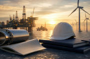 Unbranded energy infrastructure materials representing oil, gas, renewables and energy earnings