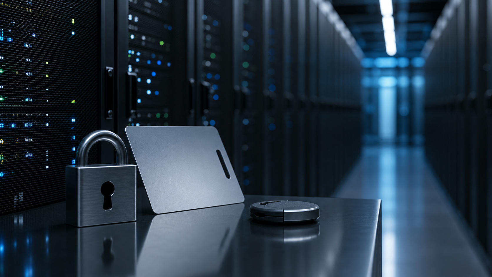 Secure server room and access hardware representing cybersecurity and data breach news