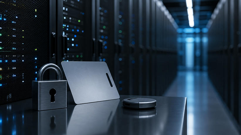 Secure server room and access hardware representing cybersecurity and data breach news