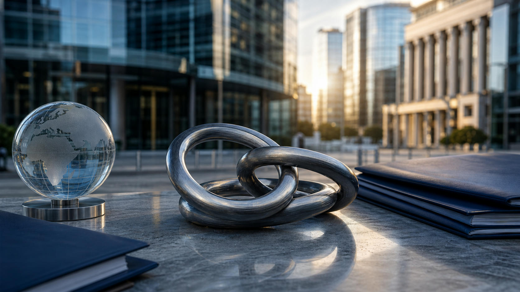 Modern European financial district and neutral policy objects for eurozone macro news
