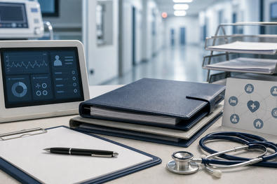 Hospital administration and remote care technology still life for healthcare service contract and tender news
