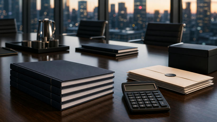 Blank corporate report folders and financial office objects for earnings and guidance news