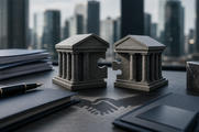 Neutral boardroom finance objects for bank takeover bids, consolidation, merger talks and strategic stakes