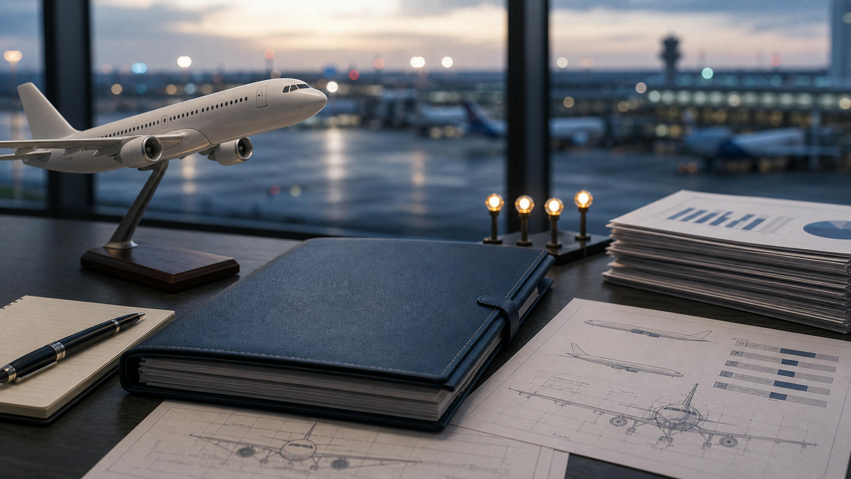 Generic aviation finance desk for airline stakes, aircraft orders, fleet planning and travel-sector transactions